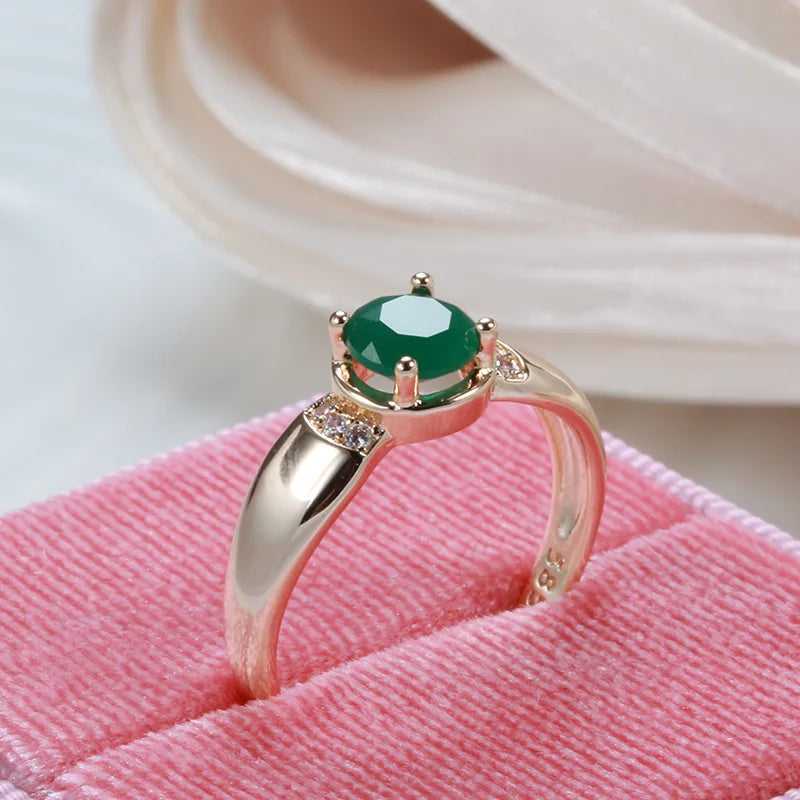 18K Multi Gold Ring for Women Natural 1 Carat Emerald with Diamond