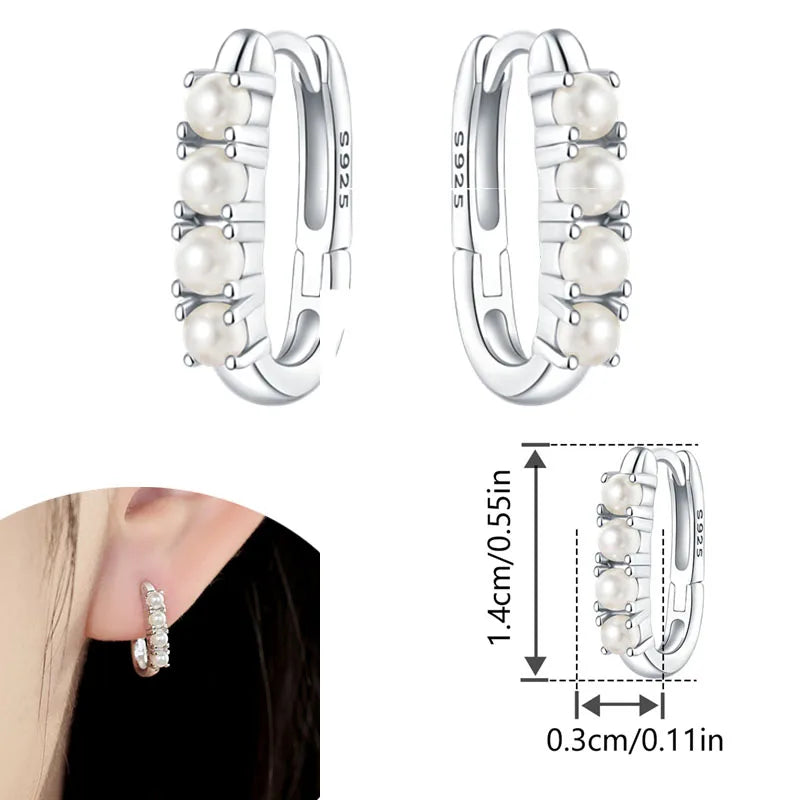 925 Sterling Silver Earrings Hypoallergenic Zircon Hoops