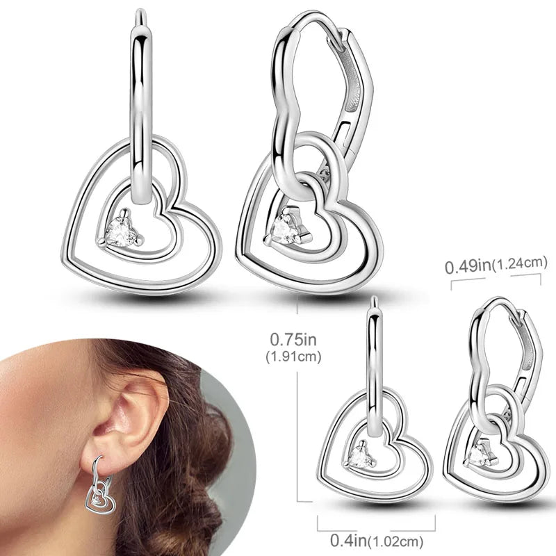 925 Sterling Silver Earrings Hypoallergenic Zircon Hoops