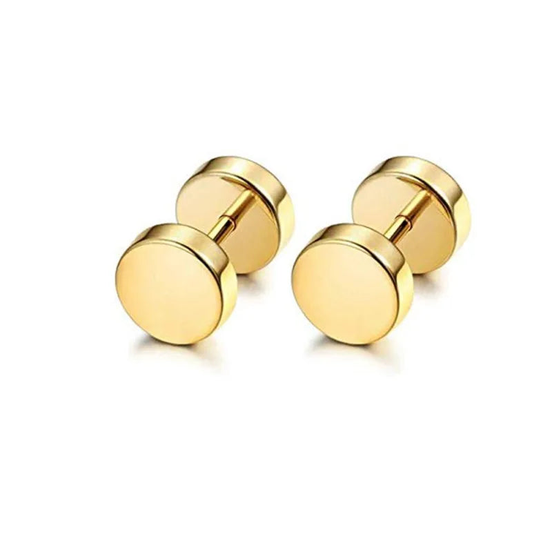 1Pair 316L Stainless Steel Dumbbell Stud Earrings Hip Hop Rock Hypoallergenic Cartilage Tragus Piercing Jewelry