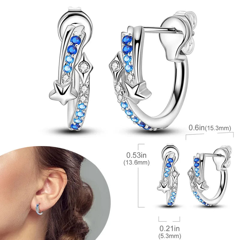 925 Sterling Silver Earrings Hypoallergenic Zircon Hoops