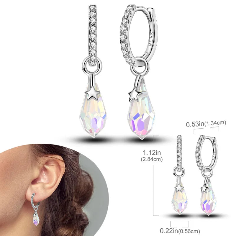 925 Sterling Silver Earrings Hypoallergenic Zircon Hoops