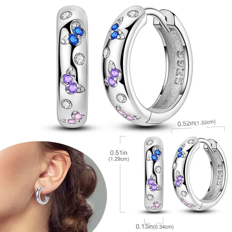 925 Sterling Silver Earrings Hypoallergenic Zircon Hoops