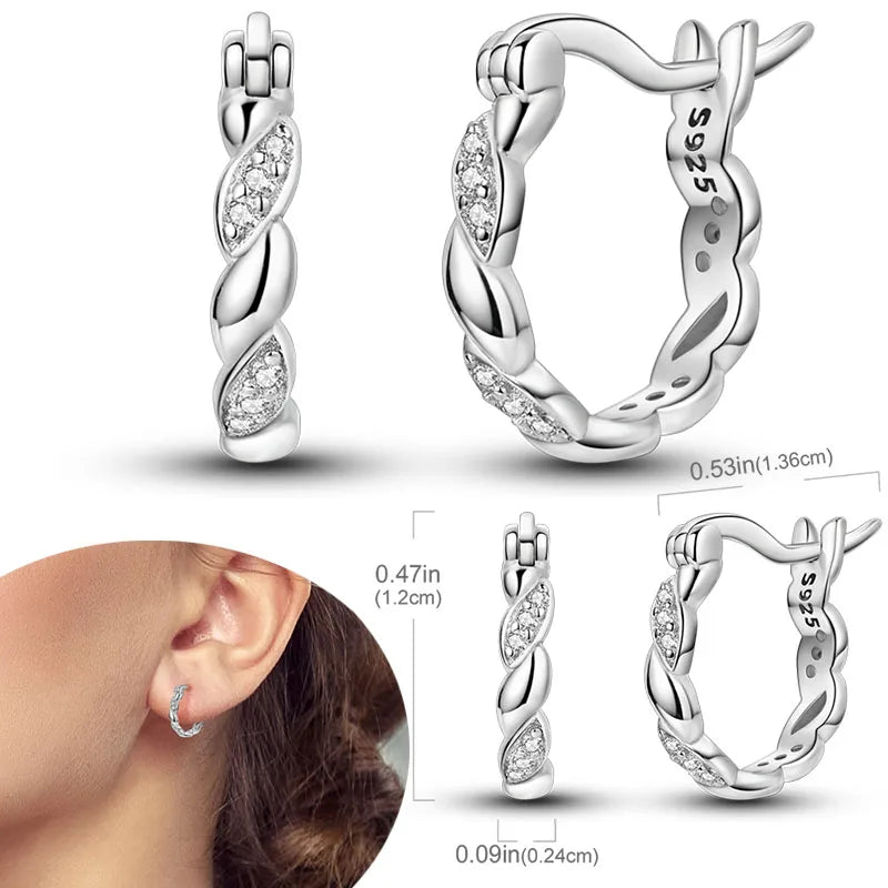 925 Sterling Silver Earrings Hypoallergenic Zircon Hoops