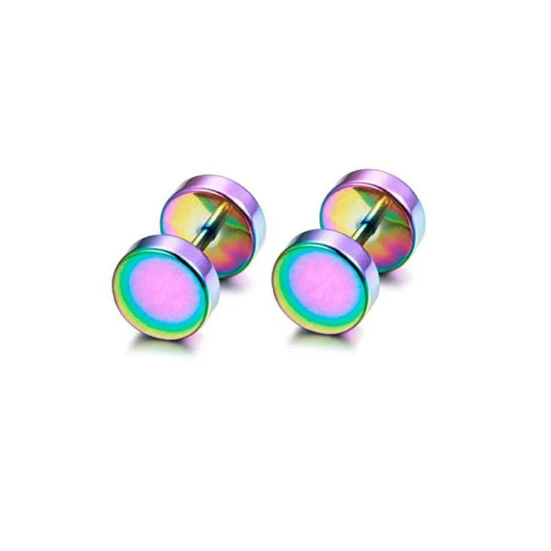 1Pair 316L Stainless Steel Dumbbell Stud Earrings Hip Hop Rock Hypoallergenic Cartilage Tragus Piercing Jewelry