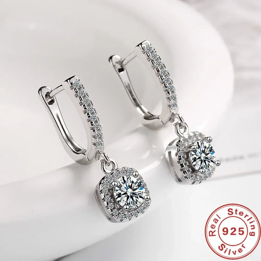 2CT Moissanite Huggie Hoop Earring Lab Created Diamond 925 Sterling Silver Dainty Hoop Dangle Earring Fine Jewelry