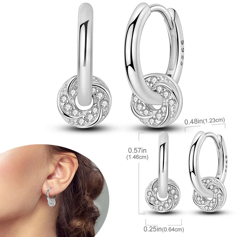 925 Sterling Silver Earrings Hypoallergenic Zircon Hoops