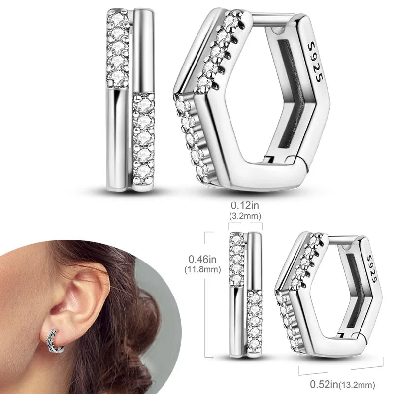 925 Sterling Silver Earrings Hypoallergenic Zircon Hoops