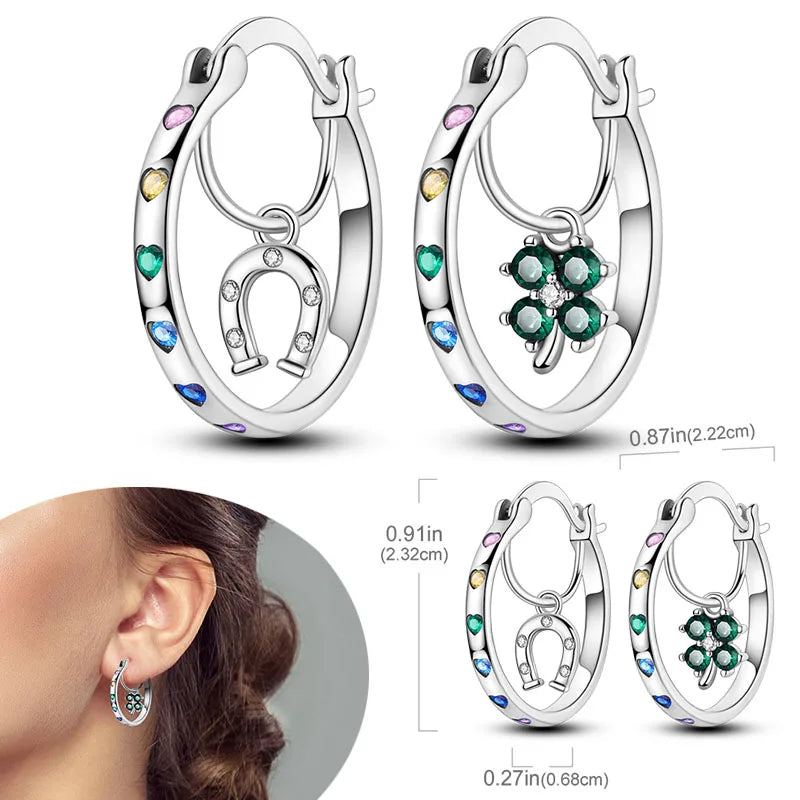 925 Sterling Silver Earrings Hypoallergenic Zircon Hoops