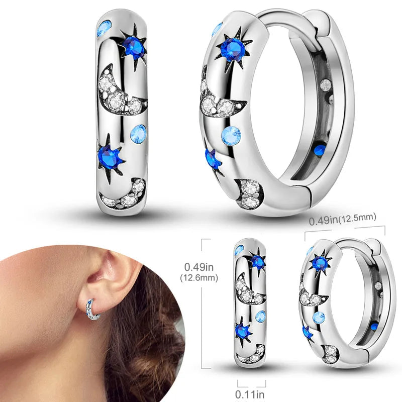 925 Sterling Silver Earrings Hypoallergenic Zircon Hoops