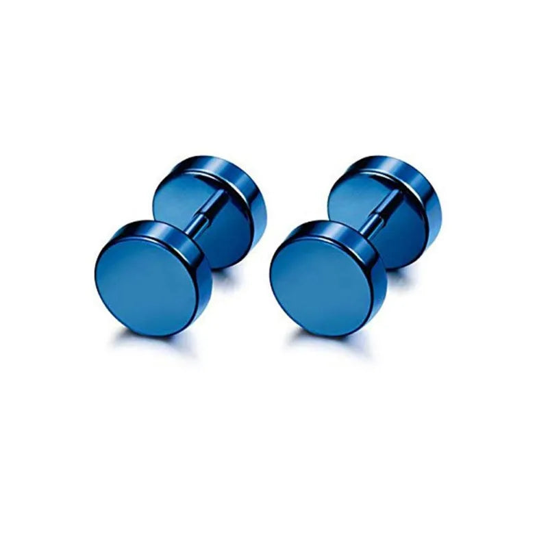 1Pair 316L Stainless Steel Dumbbell Stud Earrings Hip Hop Rock Hypoallergenic Cartilage Tragus Piercing Jewelry