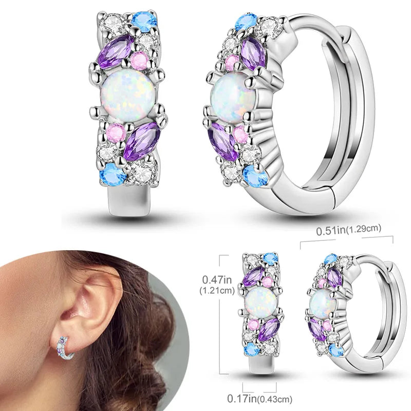 925 Sterling Silver Earrings Hypoallergenic Zircon Hoops