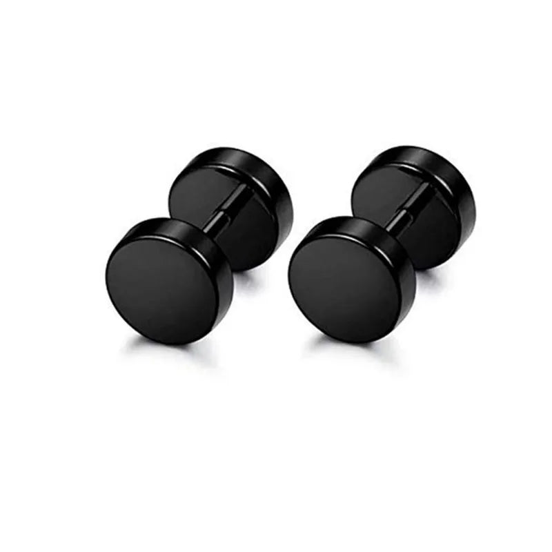 1Pair 316L Stainless Steel Dumbbell Stud Earrings Hip Hop Rock Hypoallergenic Cartilage Tragus Piercing Jewelry