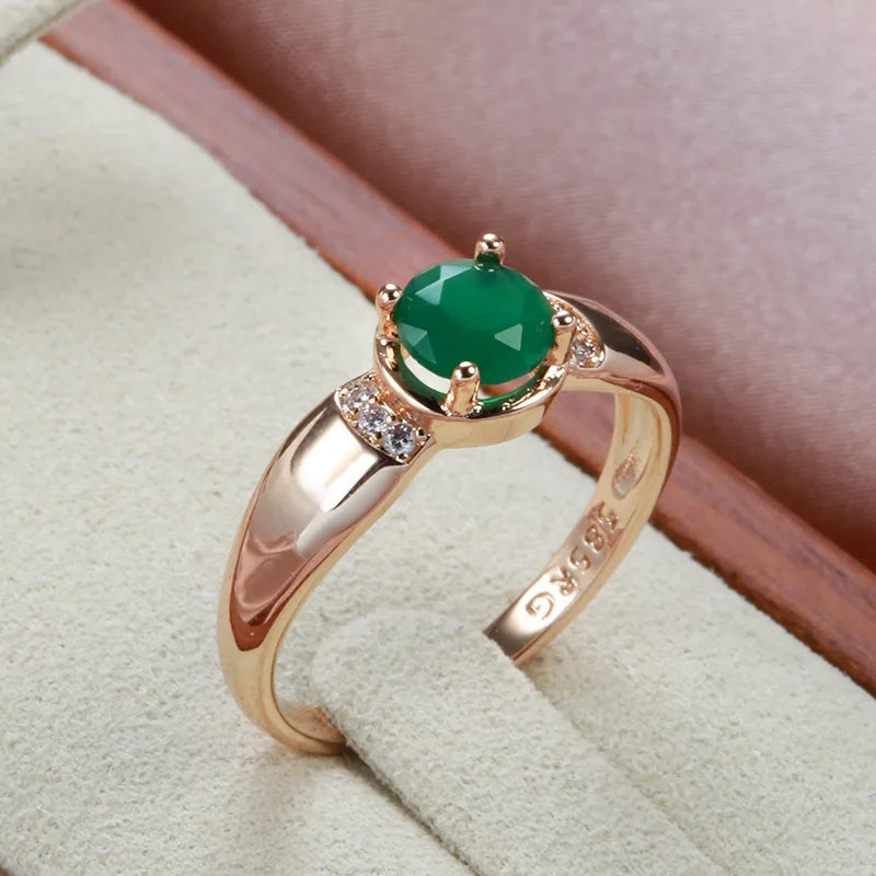 18K Multi Gold Ring for Women Natural 1 Carat Emerald with Diamond