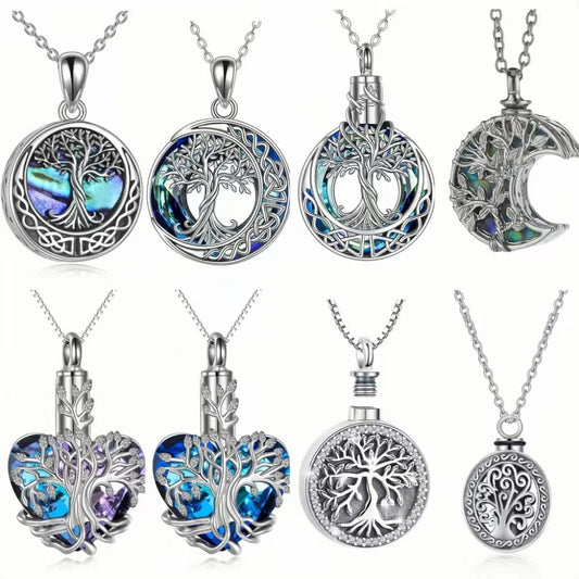 7 Styles Urn Necklaces Abalone Shell Cremation Jewelry For Tree Of Life Cremation Keepsake