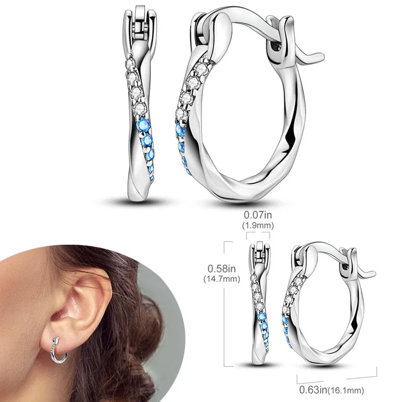 925 Sterling Silver Earrings Hypoallergenic Zircon Hoops